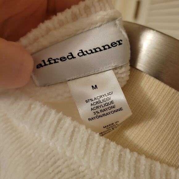 Argyle Knit Alfred Dunner Beaded Sweater Embroidered Floral Medium Winter Soft - Picture 6 of 6